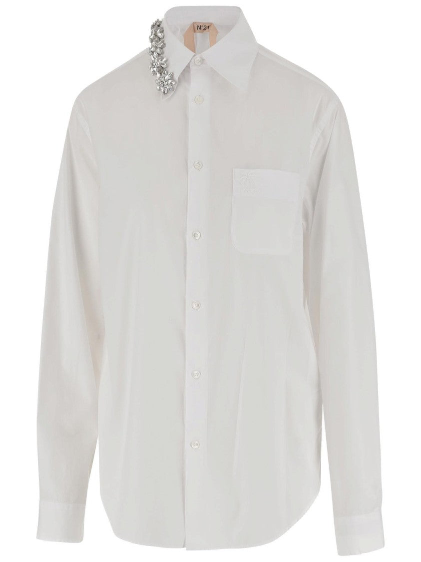 N°21 Cotton Shirt With Floral Decoration
