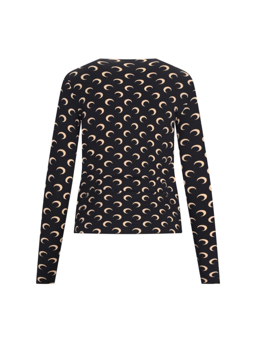 Marine Serre Black Moon Stretch Nylon Top