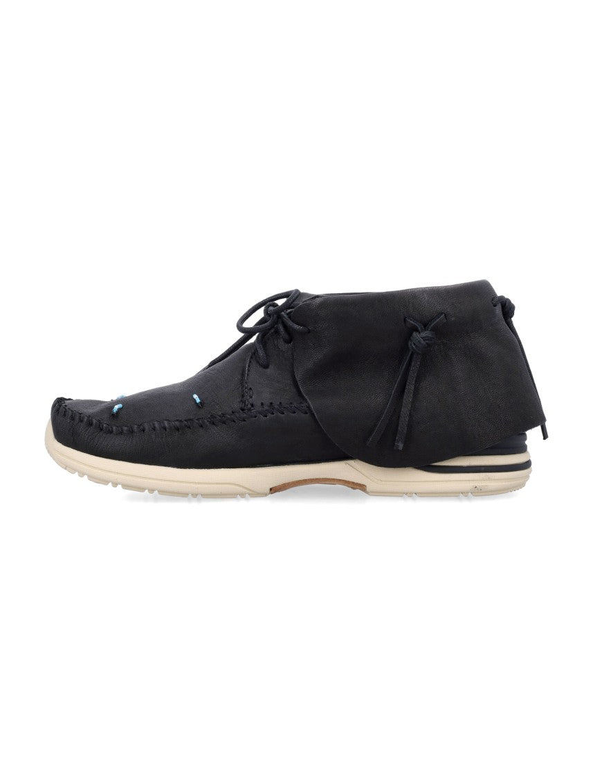 Visvim Fbt Lhamo-Folk Moccasin-Inspired Black Ankle Shoes