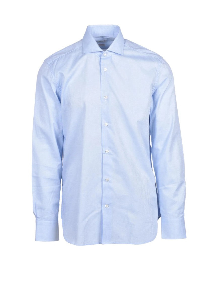 Borsa Light Blue Textured Cotton Shirt