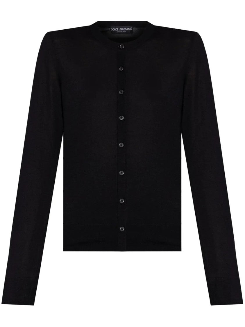 Dolce & Gabbana Black Cashmere Fitted Round Neck Cardigan