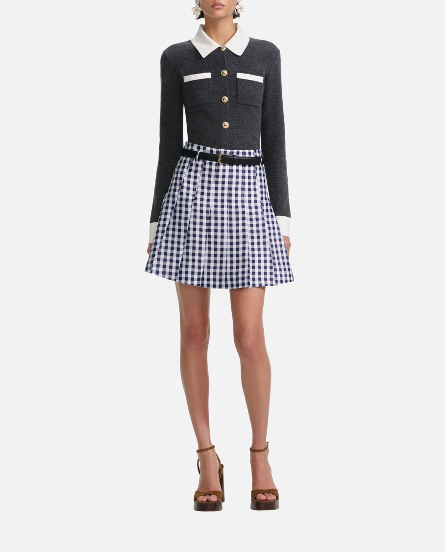 Self-Portrait Grey Contrast Collar Cardigan