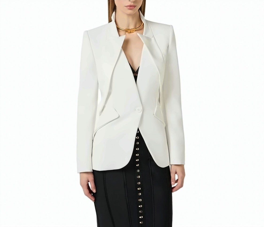 Elisabetta Franchi Lightweight Crepe Satin Lapel Blazer