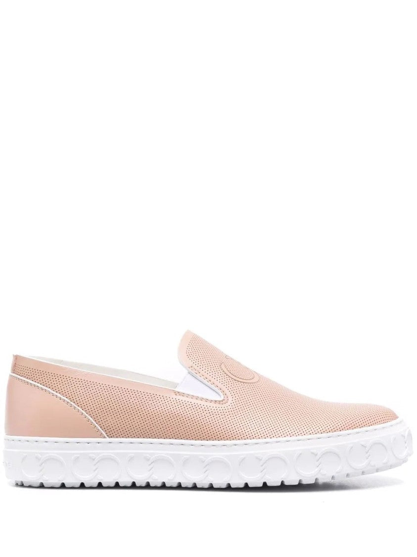 Casadei Perforated Leather Slip-On Trainers With Embossed Detailing
