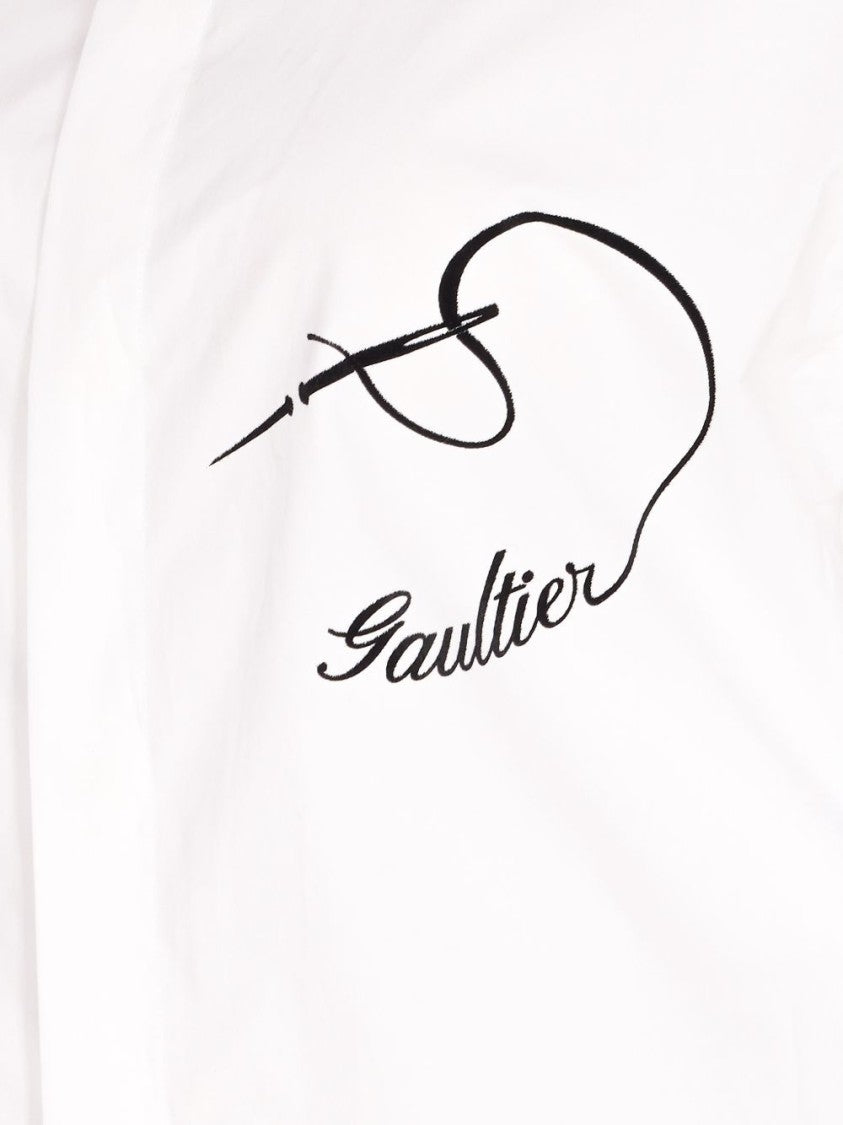 Jean Paul Gaultier White Silk And Nylon Crew Neck Top
