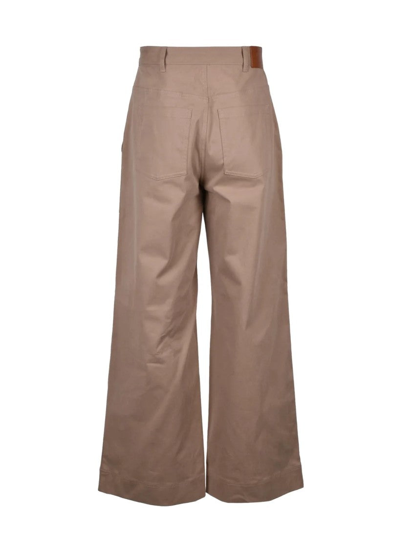 Moncler Wide Leg Trousers Wool Stretch - Beige