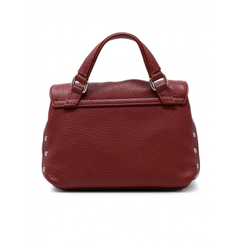 Zanellato Structured Red Opera Leather Baby Bag With Dual Turn-Locks And Metal Studs
