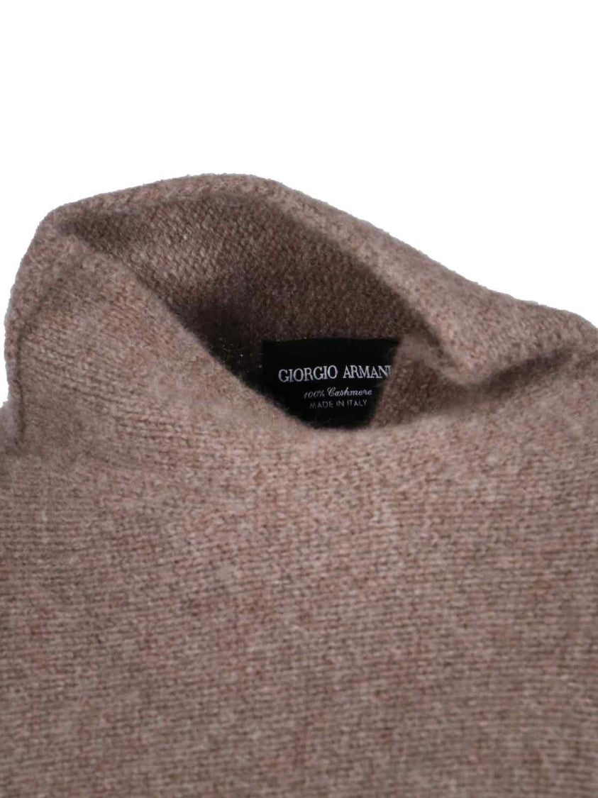 Giorgio Armani Relaxed-Fit Beige Knit Sweater With Timeless Design