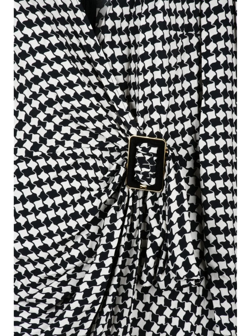 Elisabetta Franchi Black/White Ruched Dress