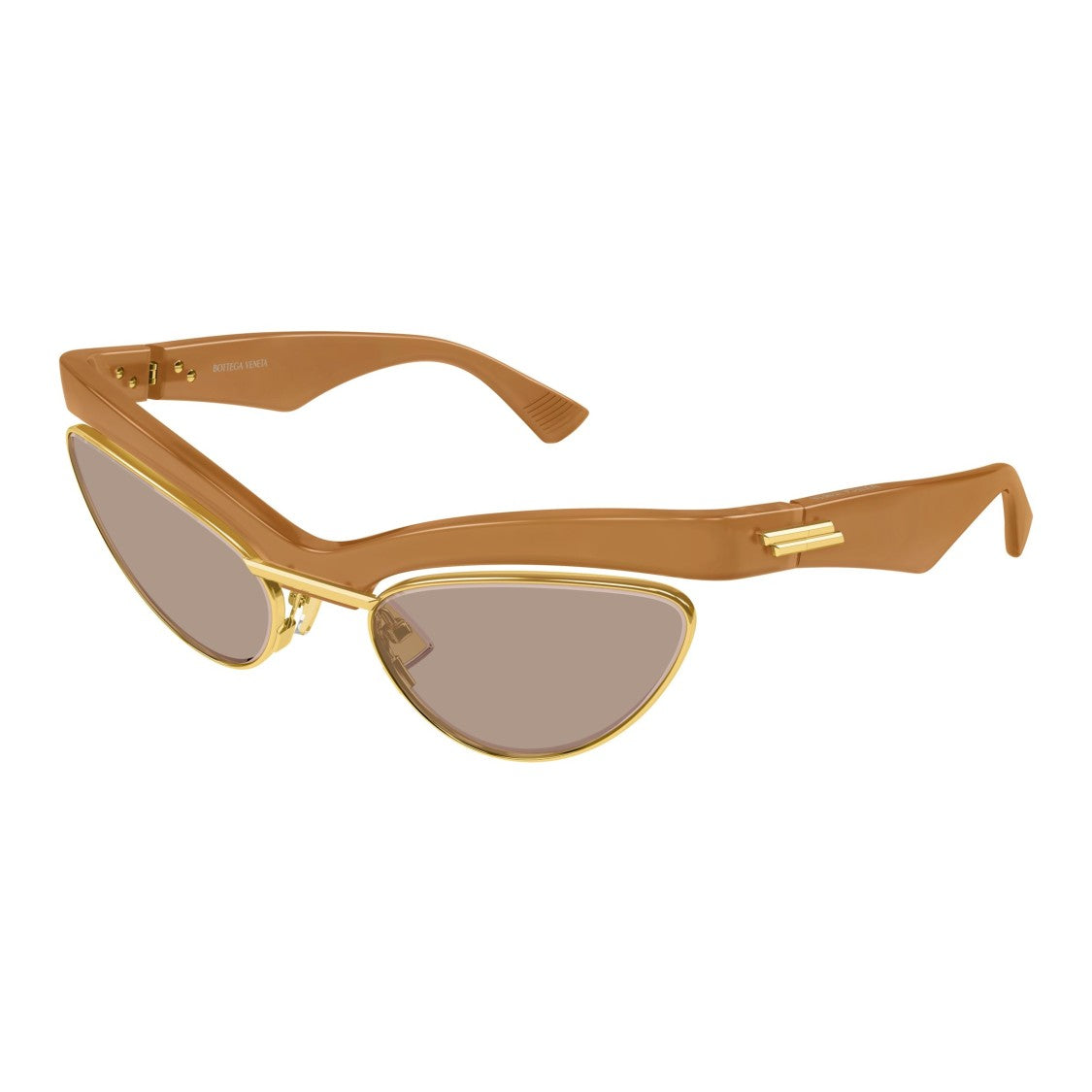Bottega Veneta Bv1480s Bold Gold Accent Cat-Eye Sunglasses