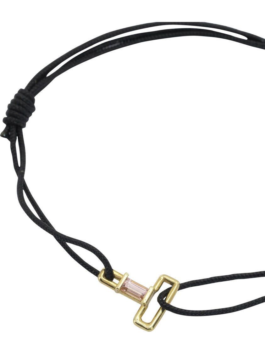 Aliita Geometric T-Shaped Pendant Bracelet With Baguette-Cut Pink Tourmaline
