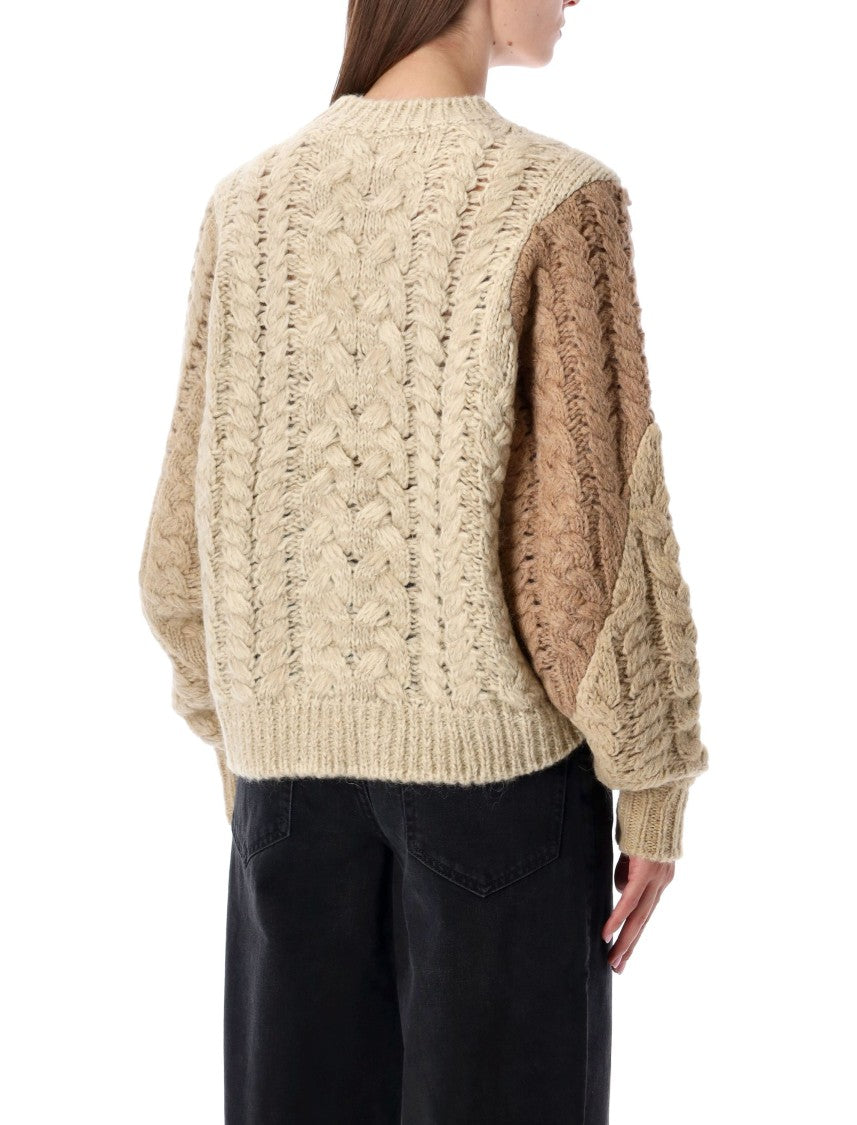 Isabel Marant Étoile Beige Patchwork Cable Knit Sweater