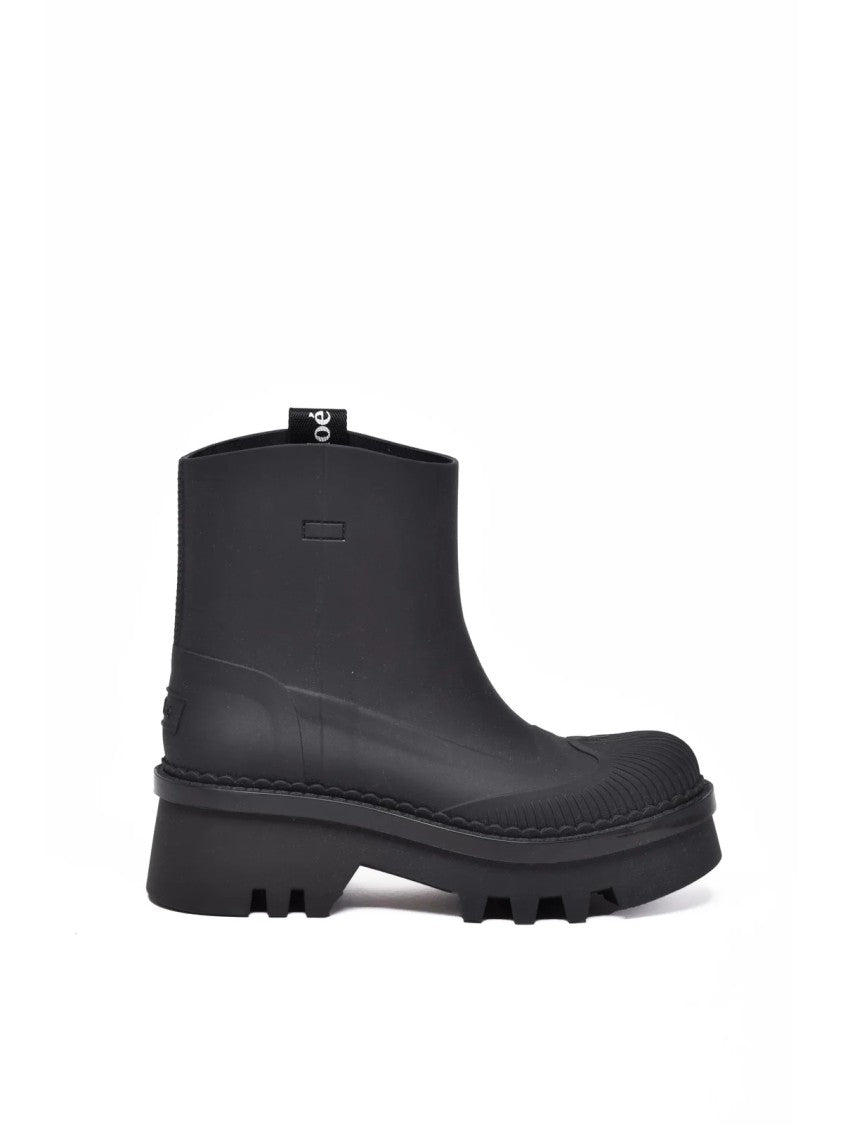 Chloé Black Matte Leather Ankle Boots