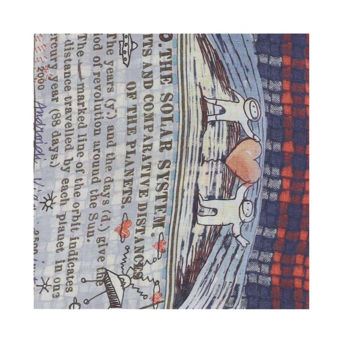 Faliero Sarti Rectangular Scarf With Fringed Edges And Whimsical Print