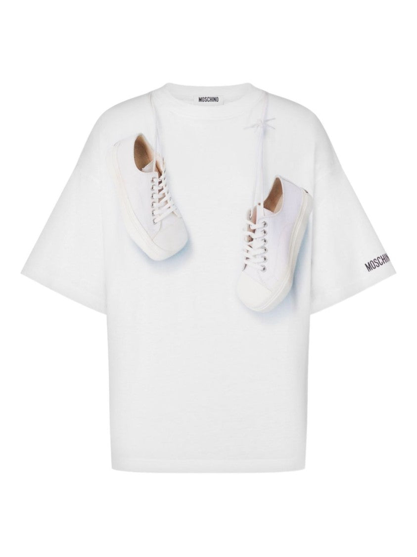 Moschino White Silk And Nylon Button Top