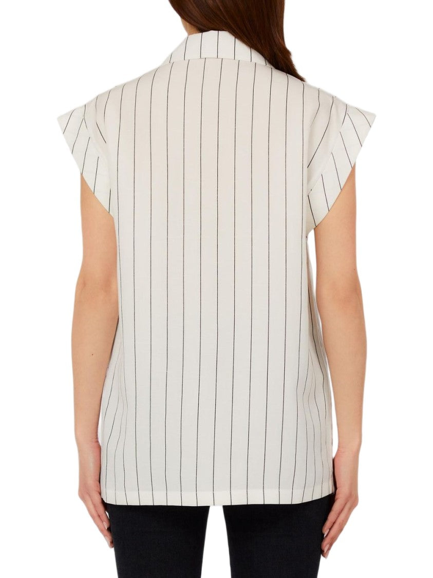 Liu Jo White Pinstripe Sleeveless Blazer