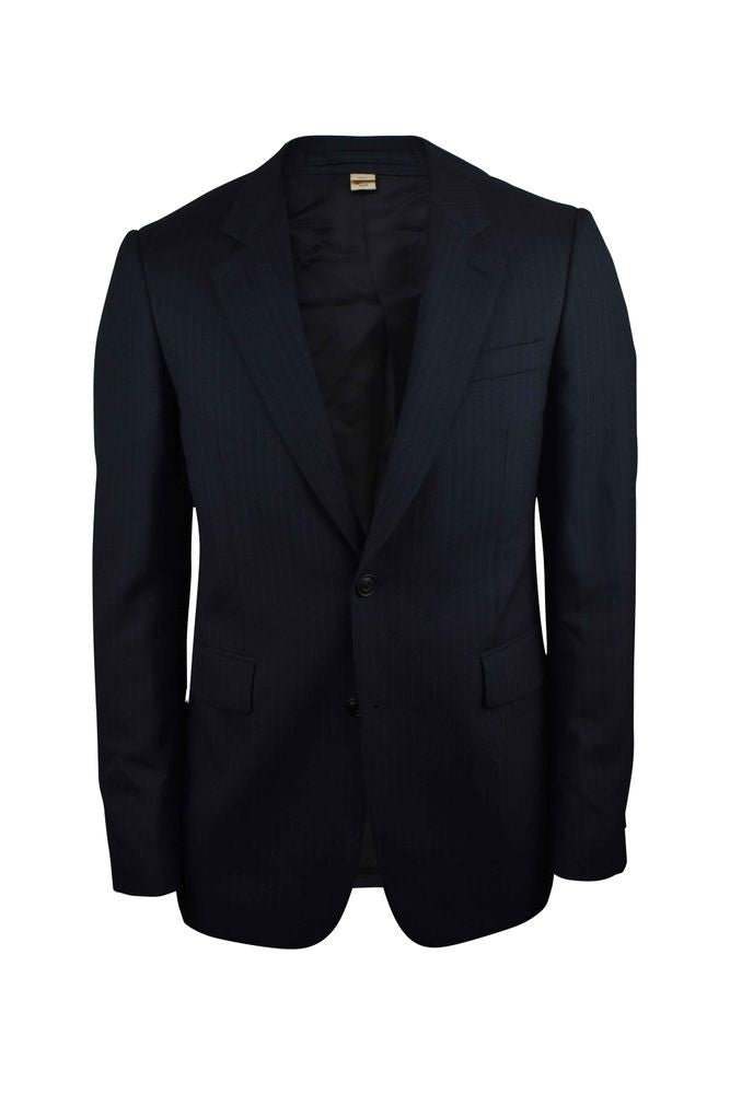 Burberry Navy Blue Pinstripe Suit Jacket