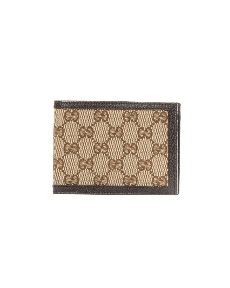 Gucci Gg Supreme Canvas Wallet With Brown Leather Trims
