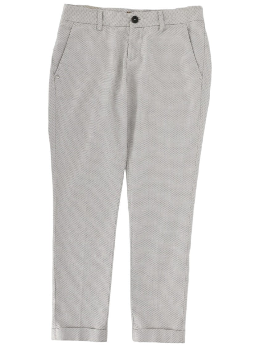 Fay Grey Cotton-Blend Textured Cropped Pants
