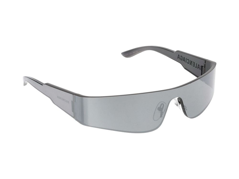 Balenciaga Silver Futuristic Shield Sunglasses