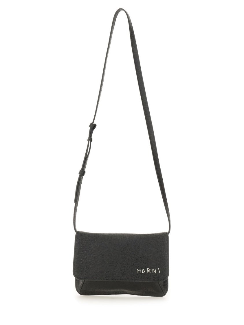 Marni Rectangular Black Calf Leather Shoulder Bag