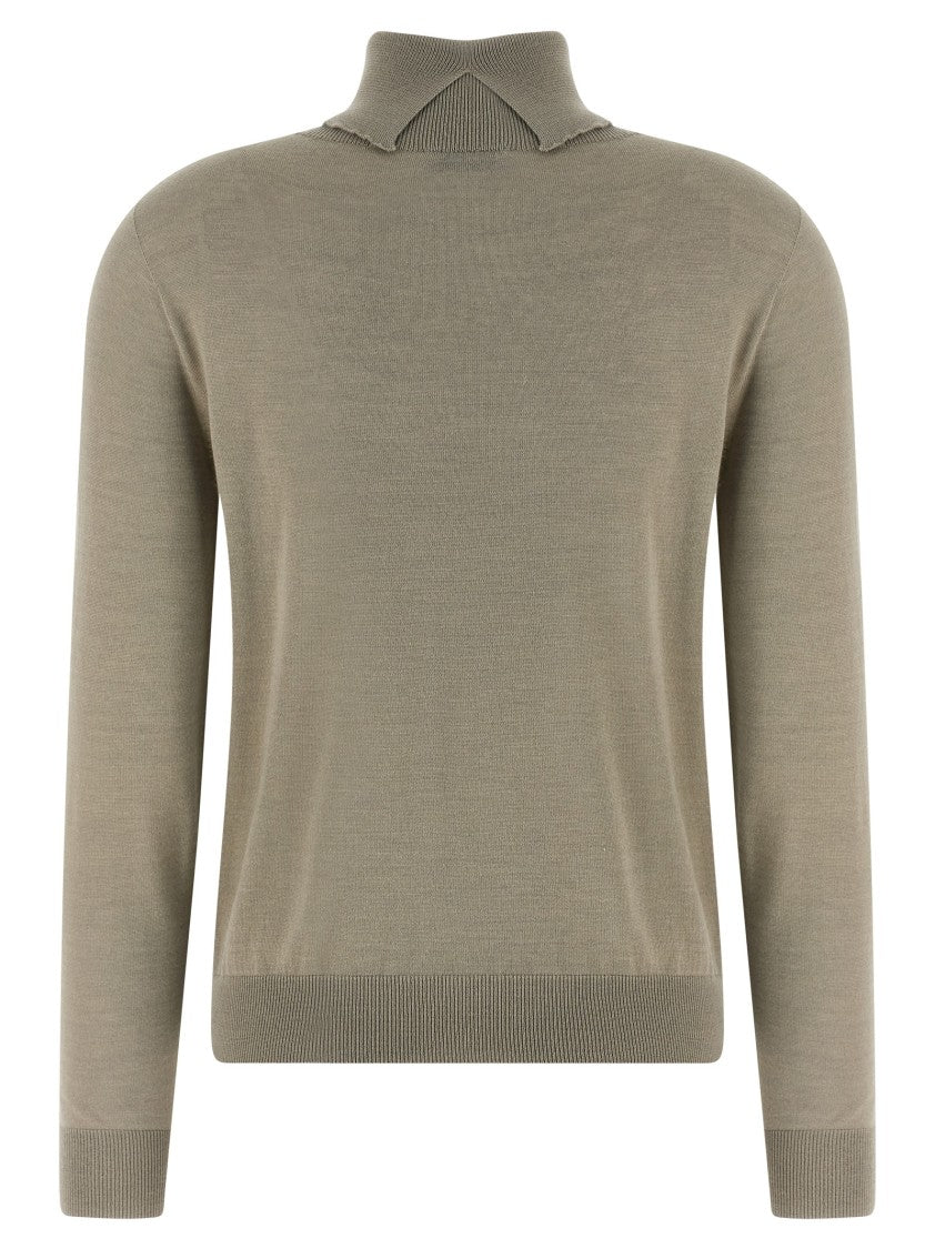 Peserico Turtleneck Sweater In Fine Cashmere And Silk With Jewel Detail
