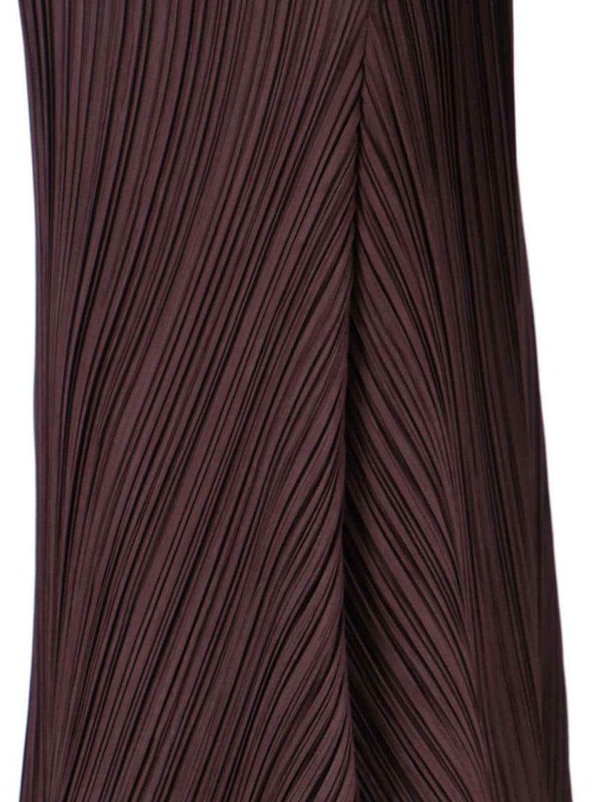 Pleats Please Pleated Brown Dress With Flowing Silhouette