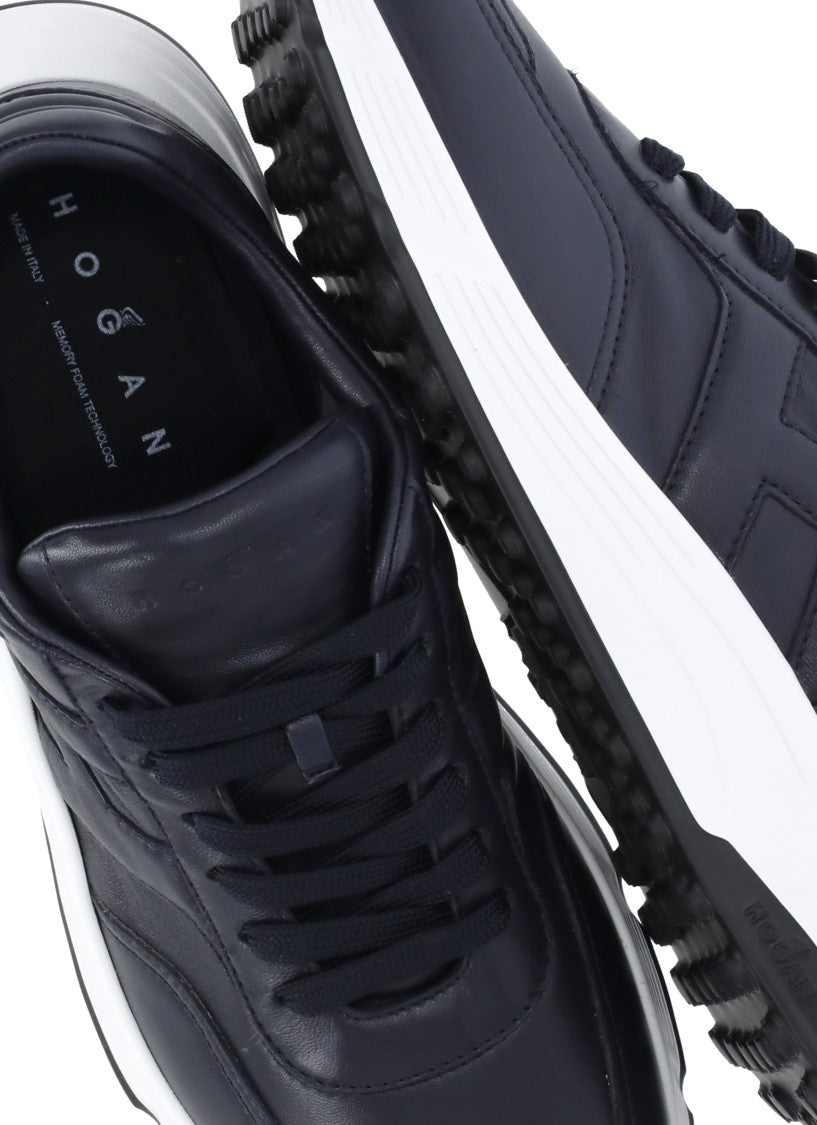 Hogan Blue Round Toe Hyperlight Leather Sneakers