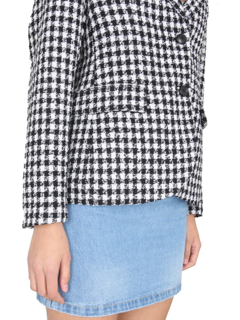 Versace Houndstooth Tweed Jacket With Notched Lapels