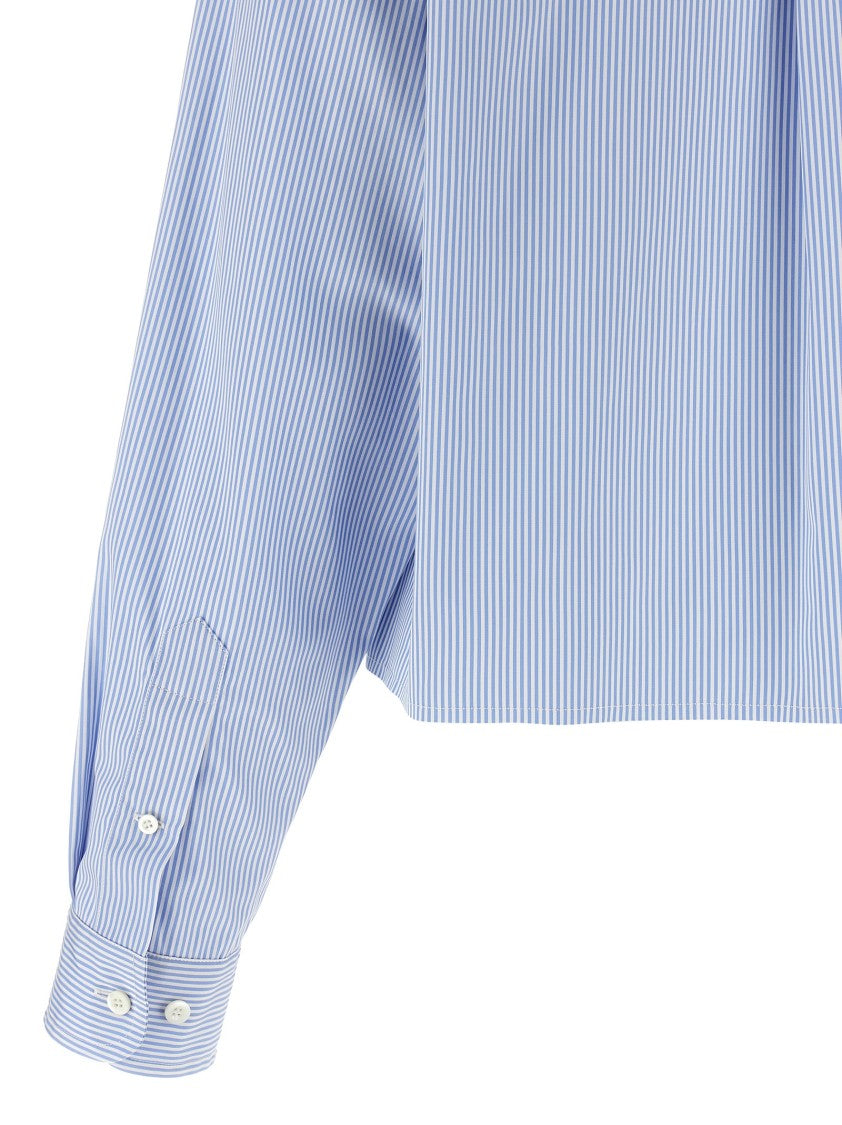 Miu Miu Cropped Cotton Poplin Shirt With Vertical Stripes