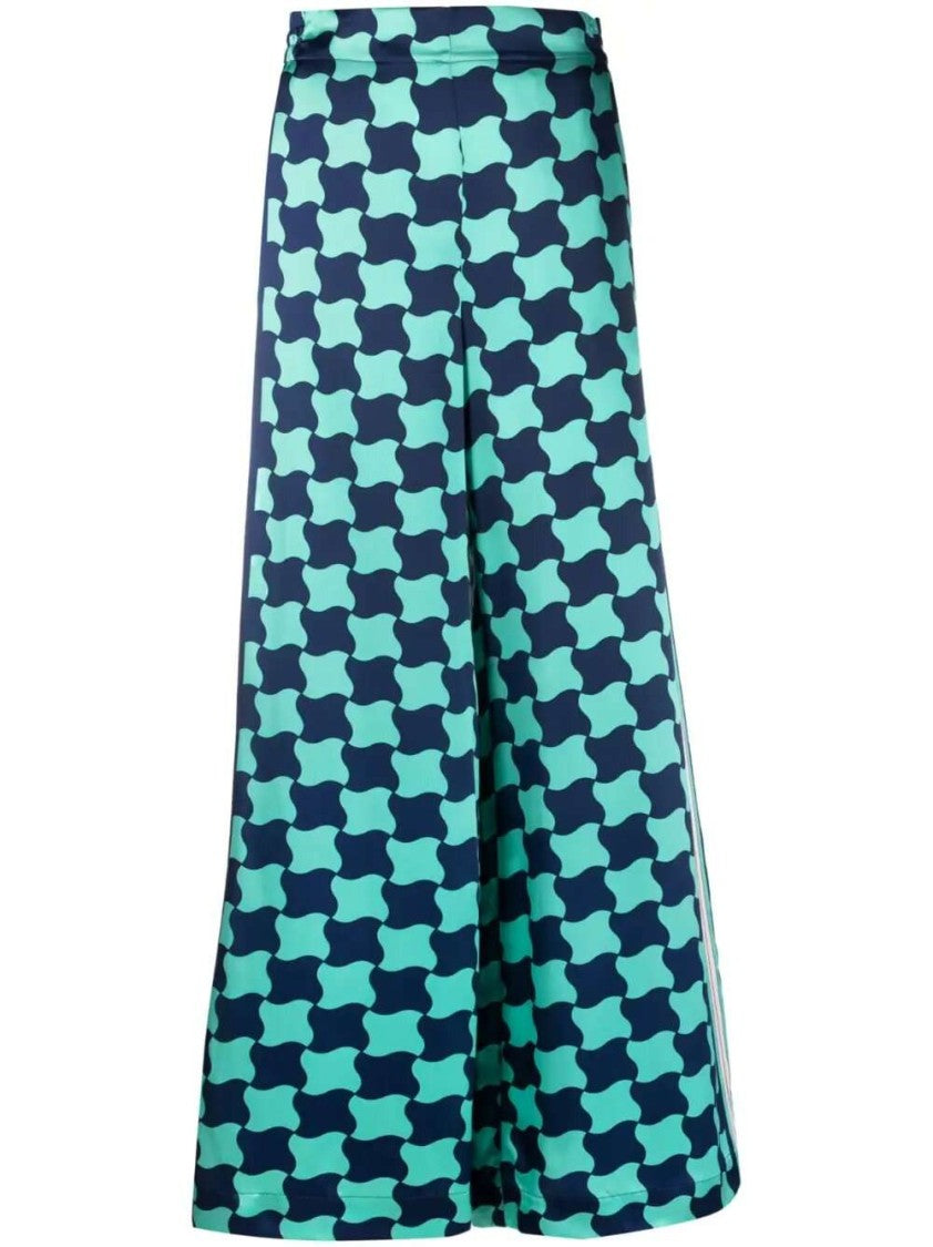 Casablanca Graphic-Print Silk Trousers