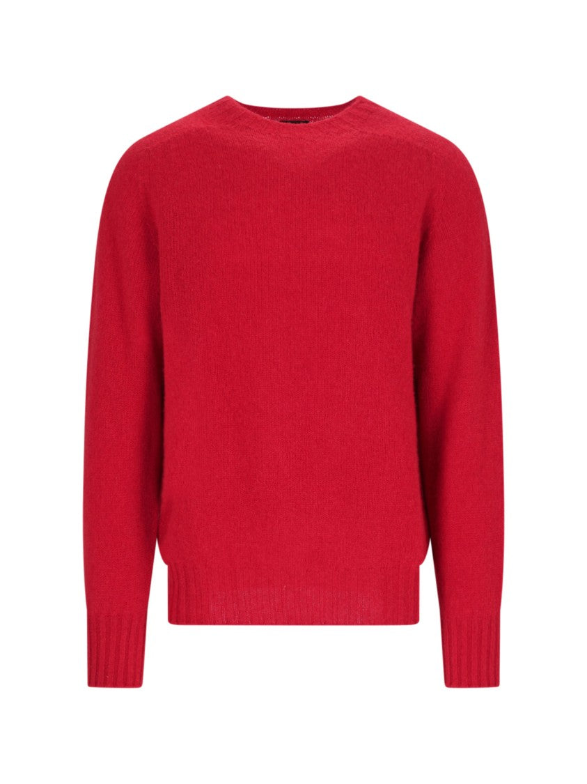 Howlin Shetland Wool Crew Neck Sweater With Ribbed Finishing