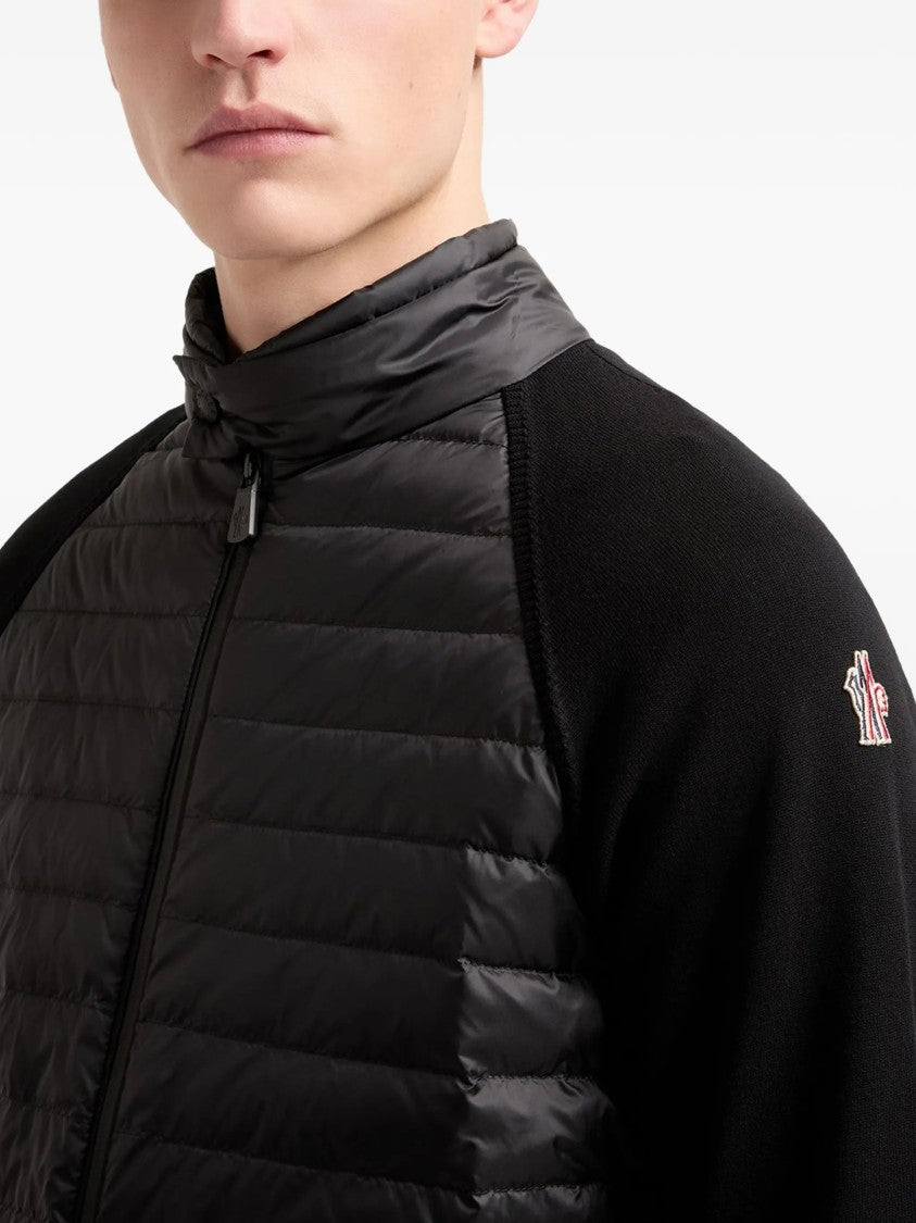 Moncler Grenoble Hybrid Padded Cardigan With Knitted Sleeves And High Collar