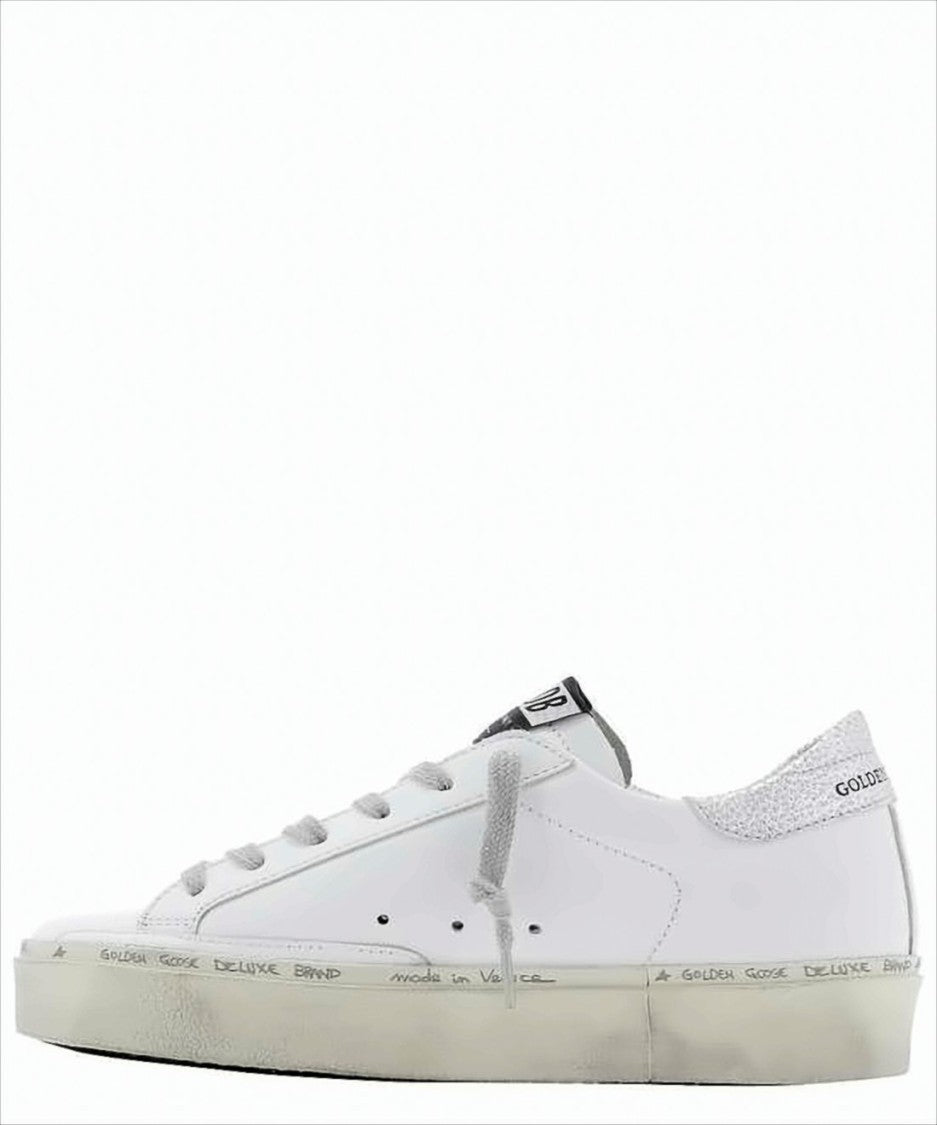 Golden Goose Distressed White Leather Low-Top Sneakers