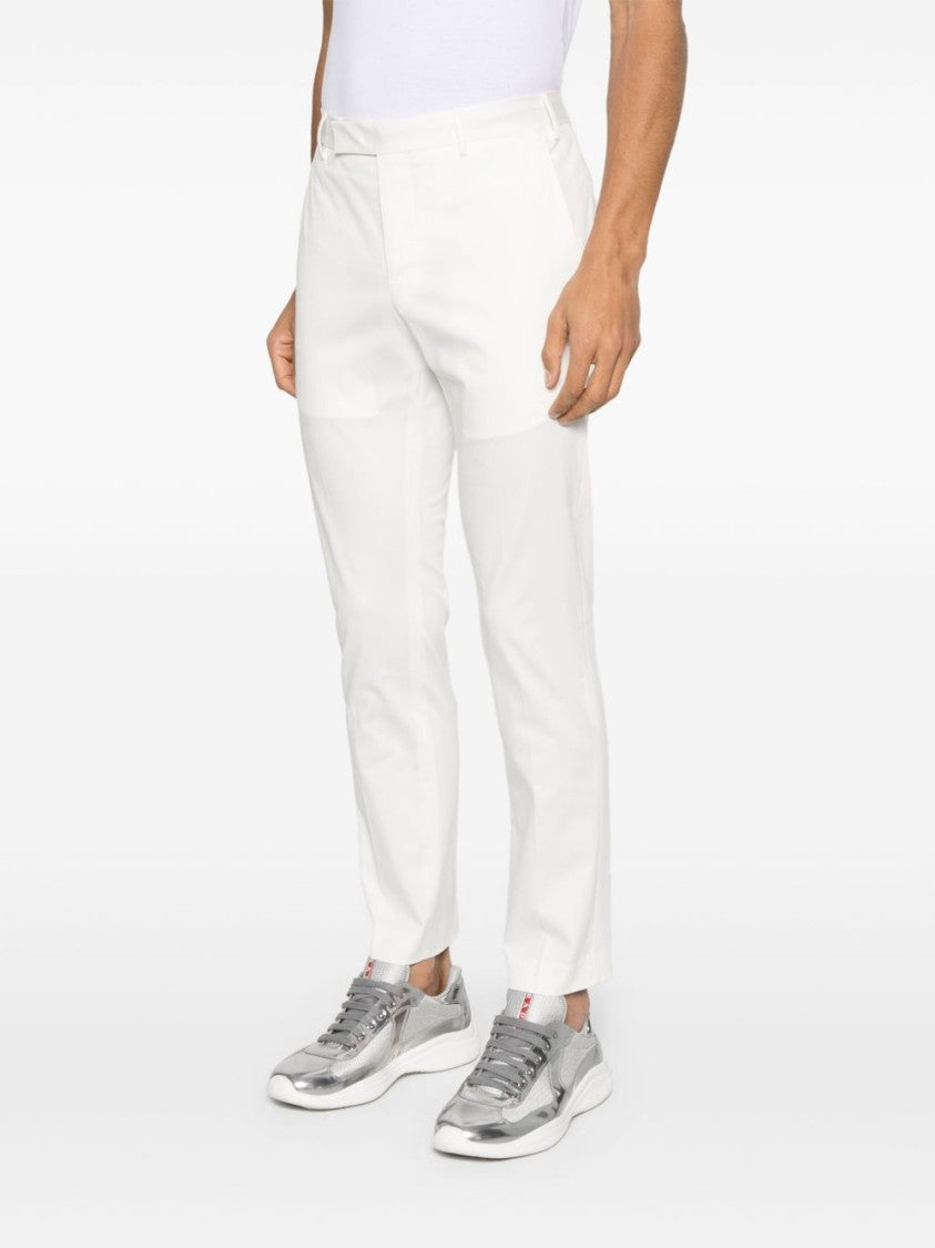 Pt Torino Tailored White Trousers With Concealed Fastening