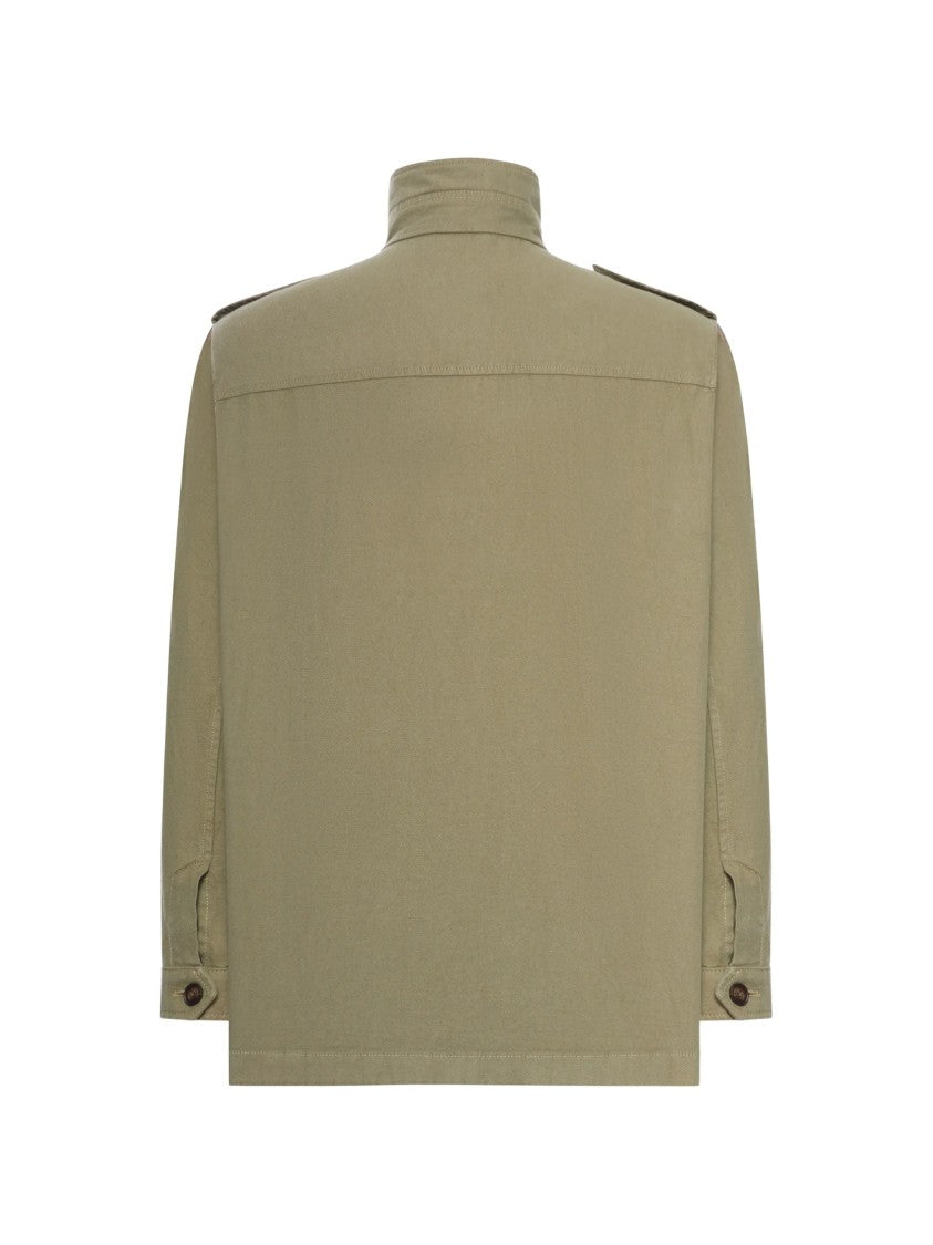Fay Structured Neutral High Stand Collar Jacket