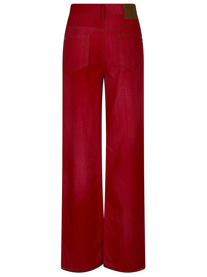 Ermanno Scervino Straight-Leg High-Waist Jeans In Rich Deep Red