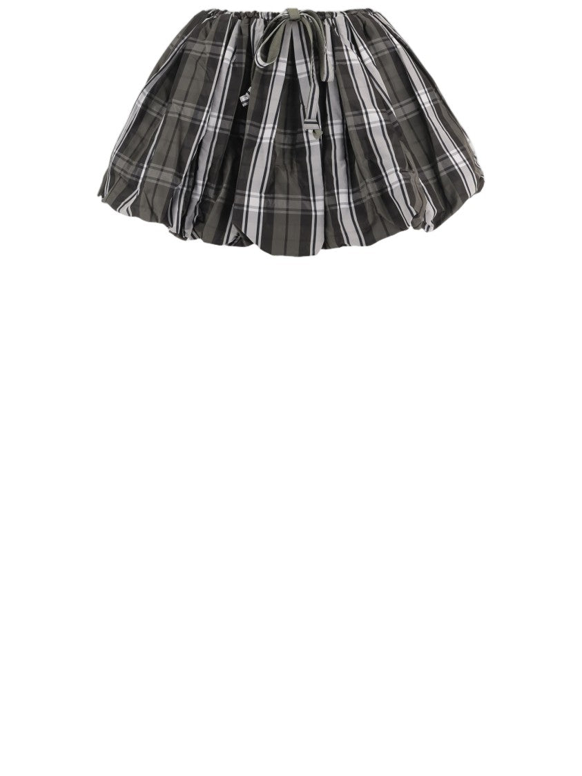 Patou Multi Wide-Leg Check Pattern Nylon Flared Skirt