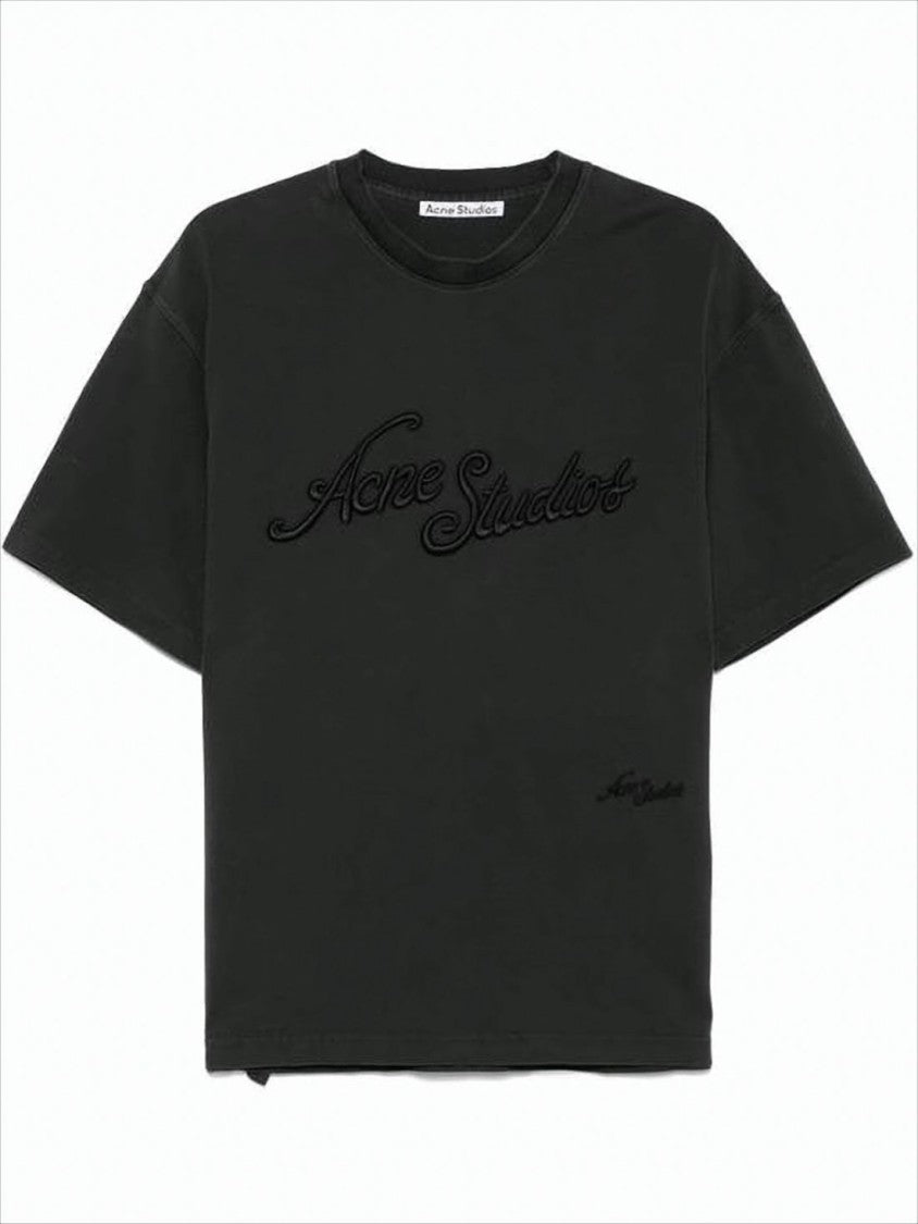 Acne Studios Boxy-Fit Cotton T-Shirt With Tonal Logo Embroidery