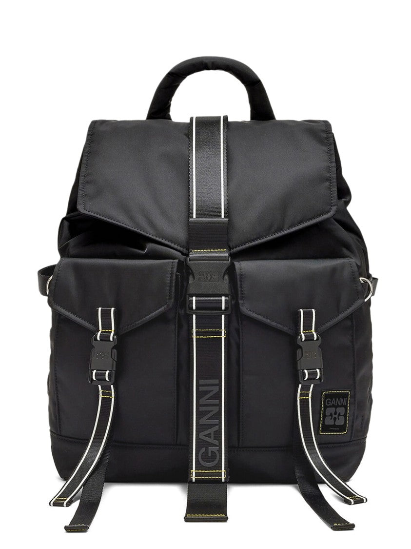 Ganni Re-Tech Sport Black Nylon Backpack