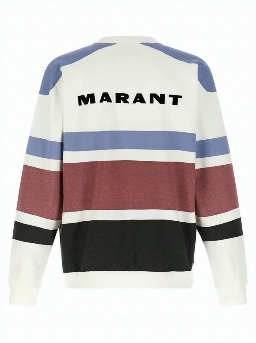 Isabel Marant Horizontal Color-Block Long-Sleeve Sweatshirt With Ribbed Details