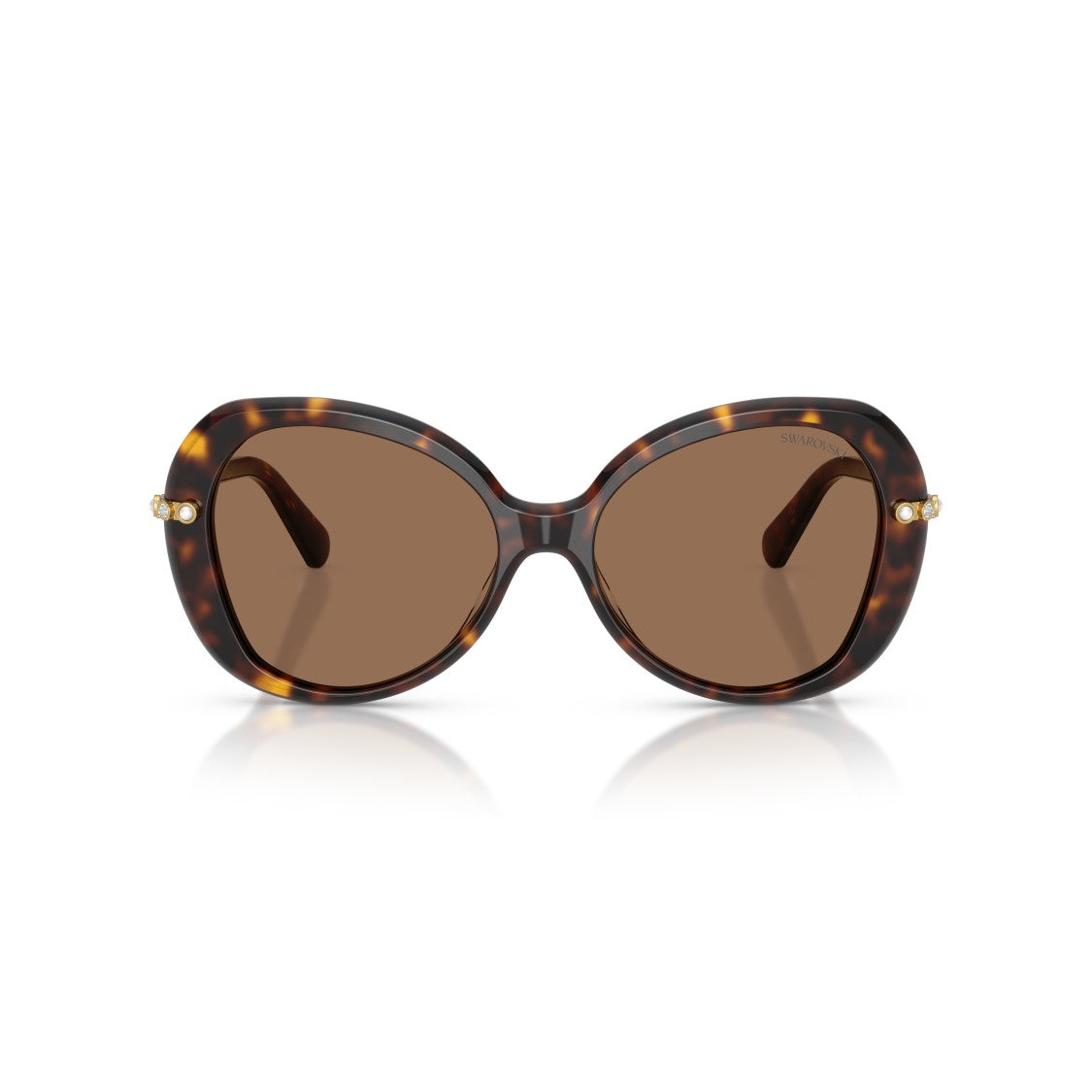 Swarovski 0Sk6059 Oversized Tortoiseshell Sunglasses With Crystal Accents