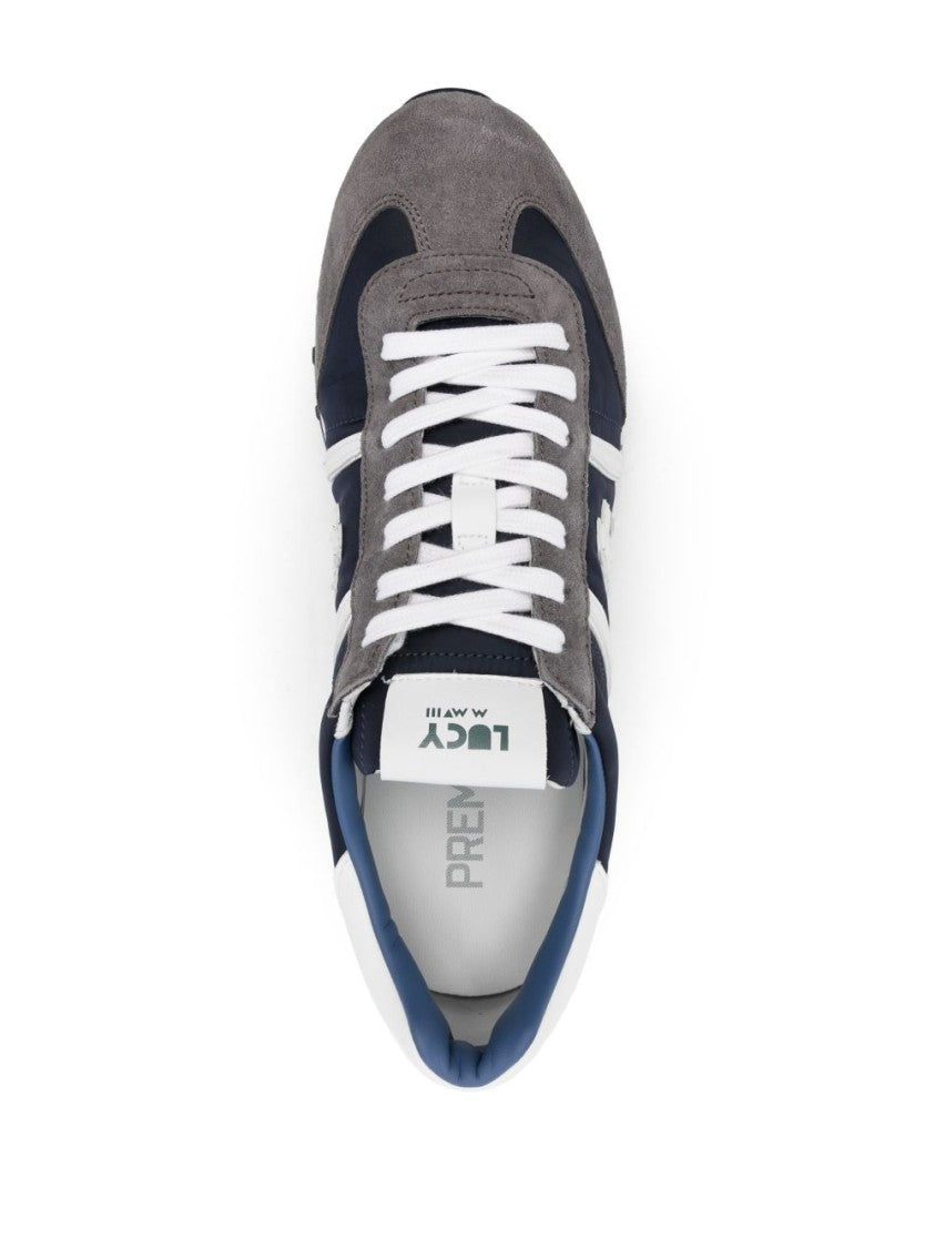 Premiata Midnight Blue Multi-Panel Suede Sneakers