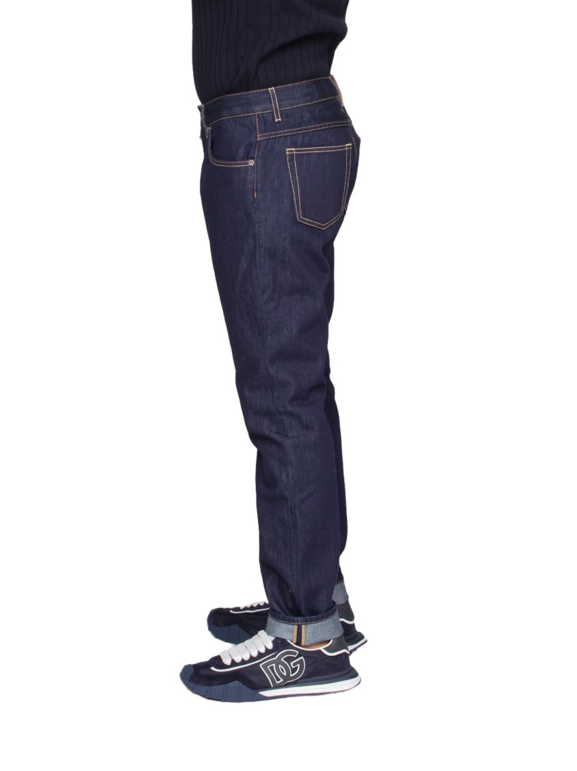 Dolce & Gabbana Straight-Leg Jeans With Dark Indigo Wash And Cuffed Hem