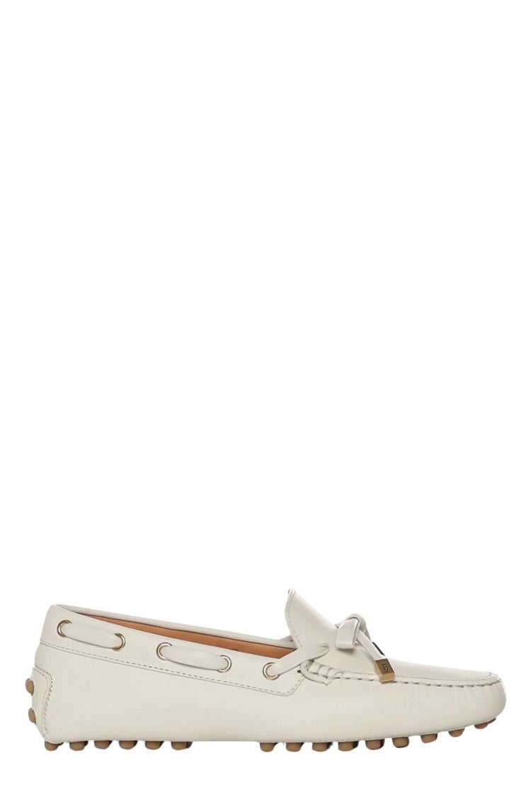 Tod's White Moccasin With Bow Leather Loafers