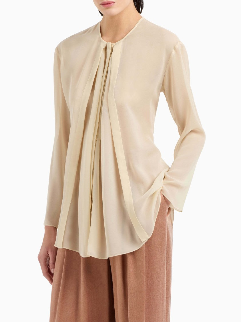 Giorgio Armani Fluid Georgette Silk Blouse With Concealed Button Closure