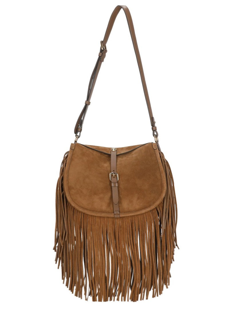 Etro Suede Leather Shoulder Bag With Fringe Details