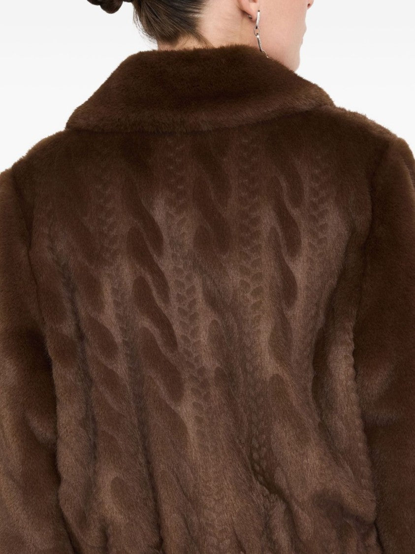 Liu Jo Cropped Chocolate Brown Faux Fur Coat