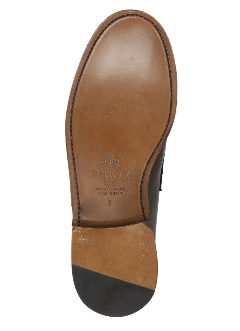 Berwick 1707 Brown Pebbled Leather Mask Loafers