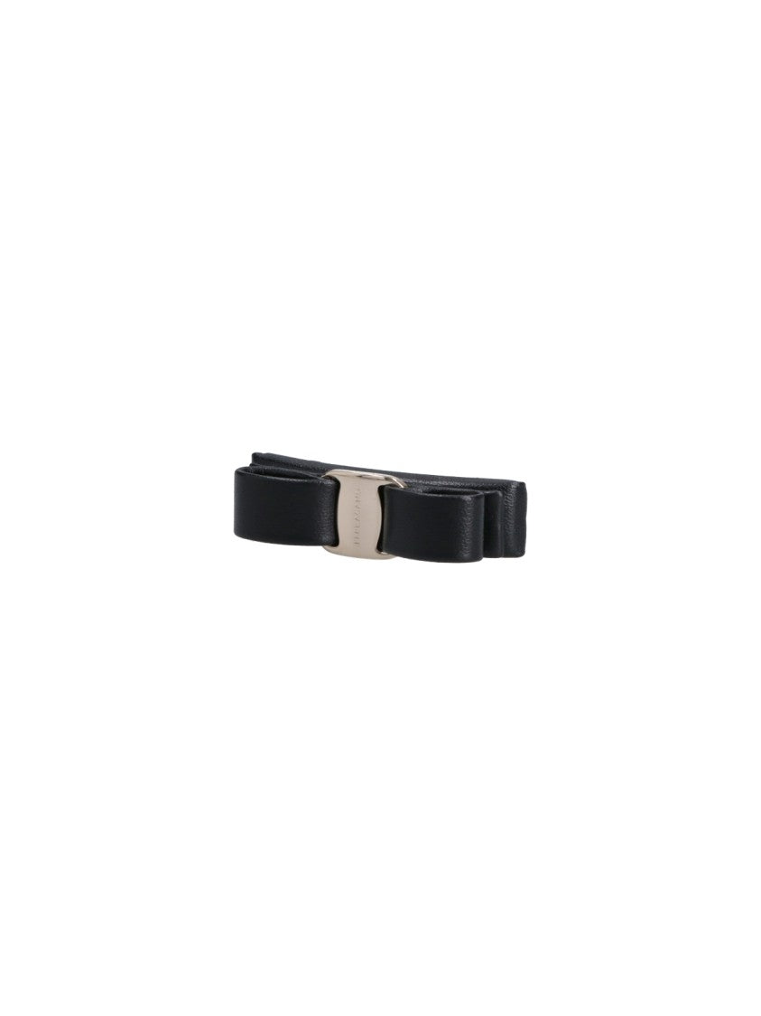 Ferragamo Black Vara Leather Hair Clip